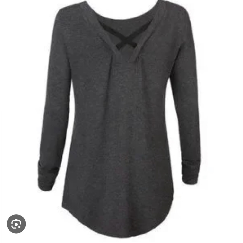 CAbi ATC crossback Gray Long Sleeve Top